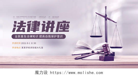 紫色简约法律讲座法律宣传法律展板